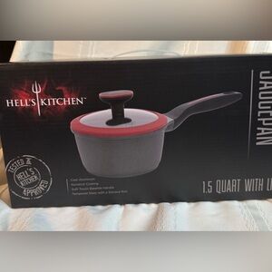 Hell’s Kitchen Red and Black Saucepan 1.5 Quart